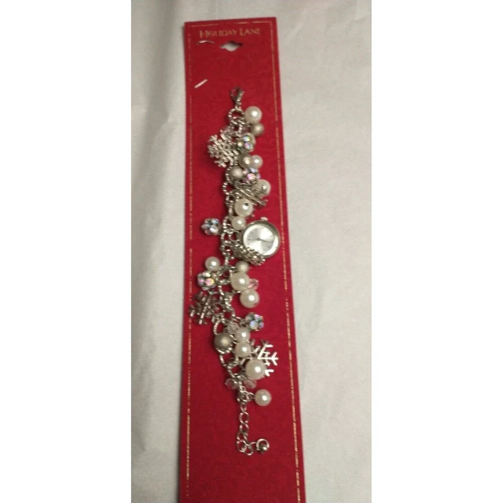 Macy's Charter Club Holiday Lane SNOWFLAKE CHARM SHAKY WATCH 18661 Christmas